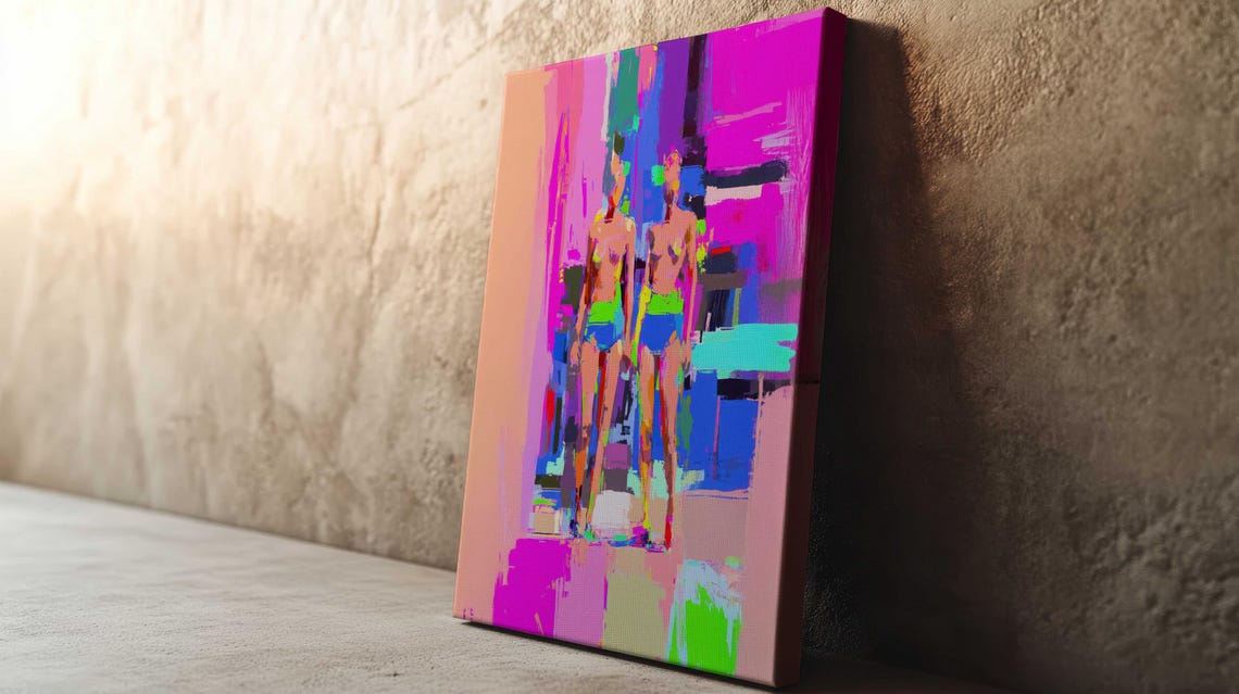 Colorful Abstract Women Figures Modern Expressionist Wall Poster