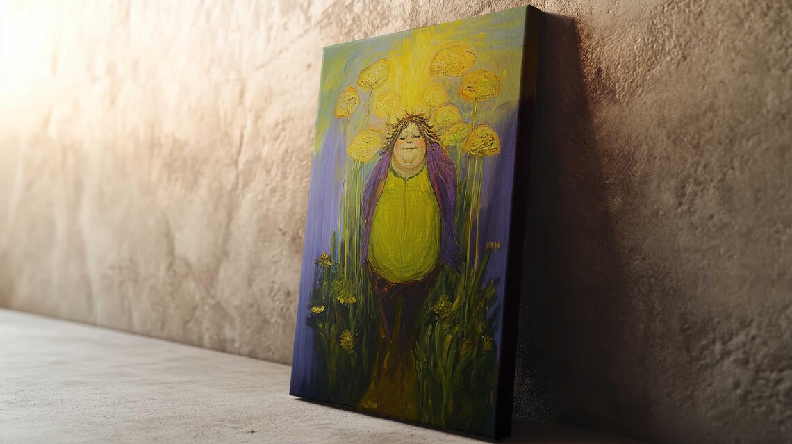 Smiling Woman Flower Field Joyful Body Positive Whimsical Art Print - Image 2