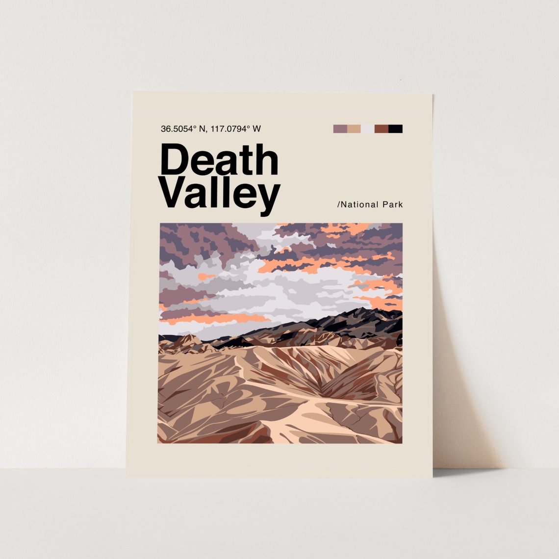 Death Valley National Park Desert Sunset Illustration Poster