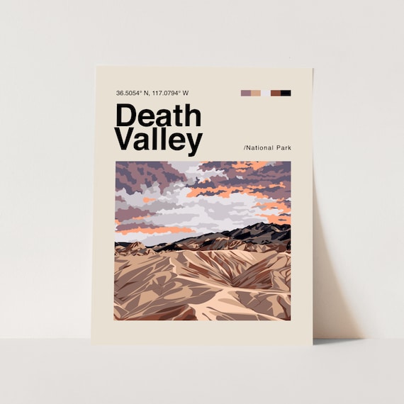 Death Valley National Park Desert Sunset Illustration Poster