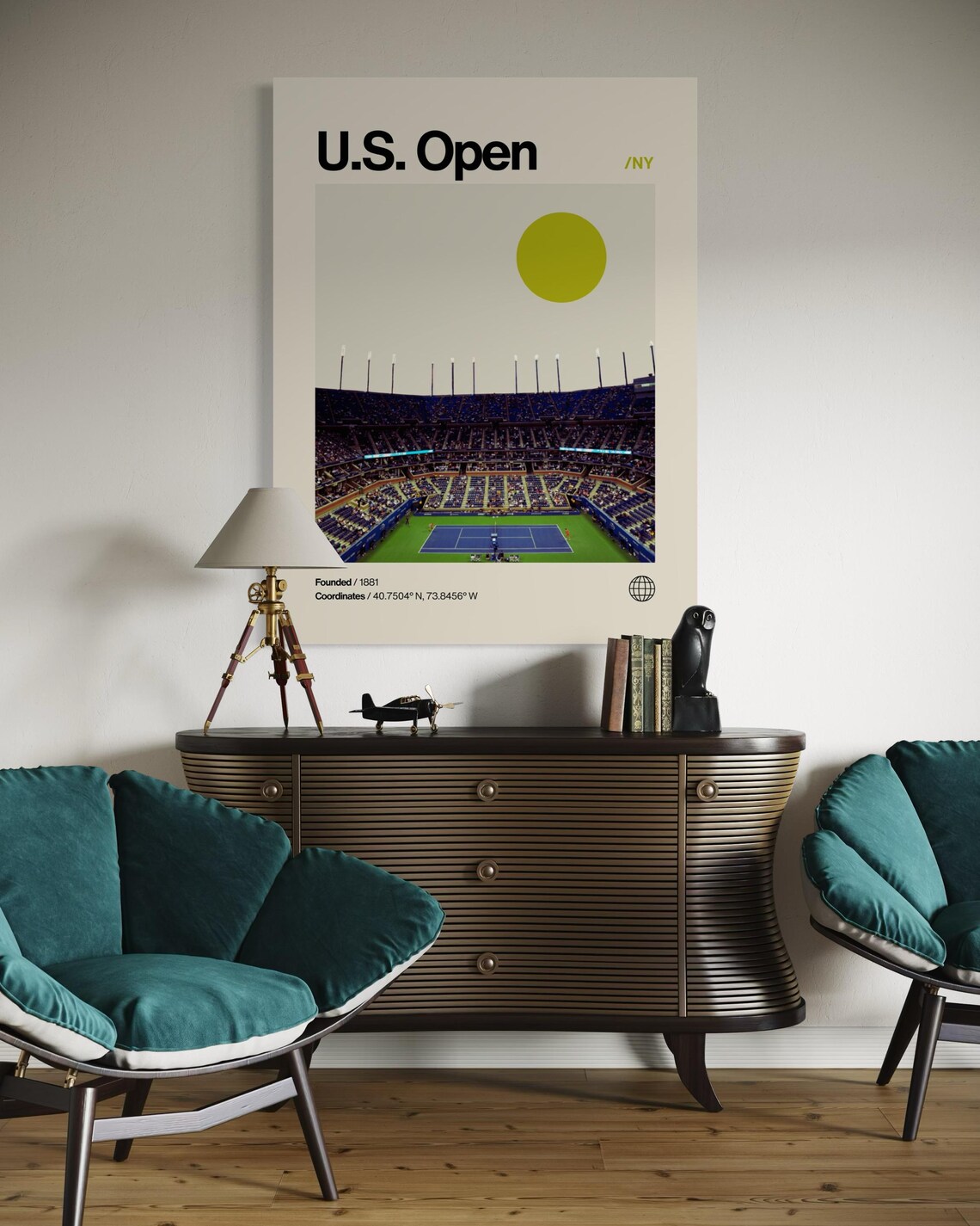 US Open Minimalist Helvetica Travel Poster, Queens NY - Image 3