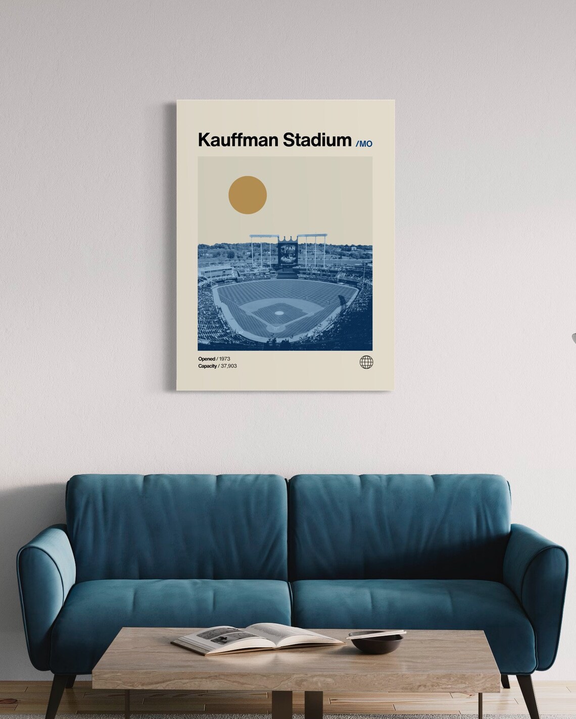 Kauffman Stadium Royals Minimalist Baseball Art Print - Image 3