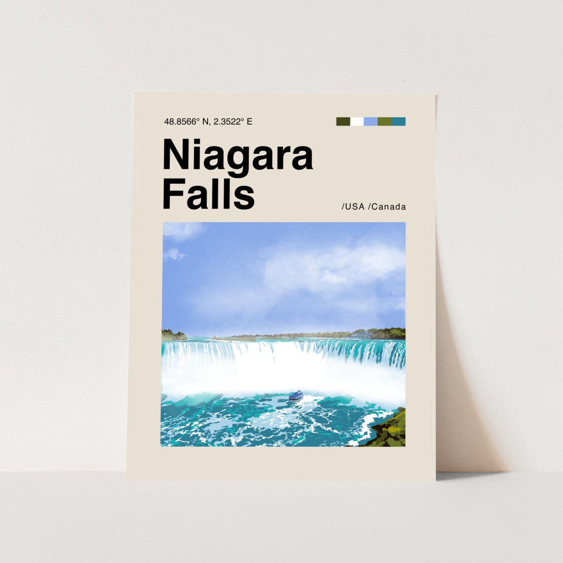 Niagara Falls USA Canada Horseshoe Falls Boat Scene Travel Poster
