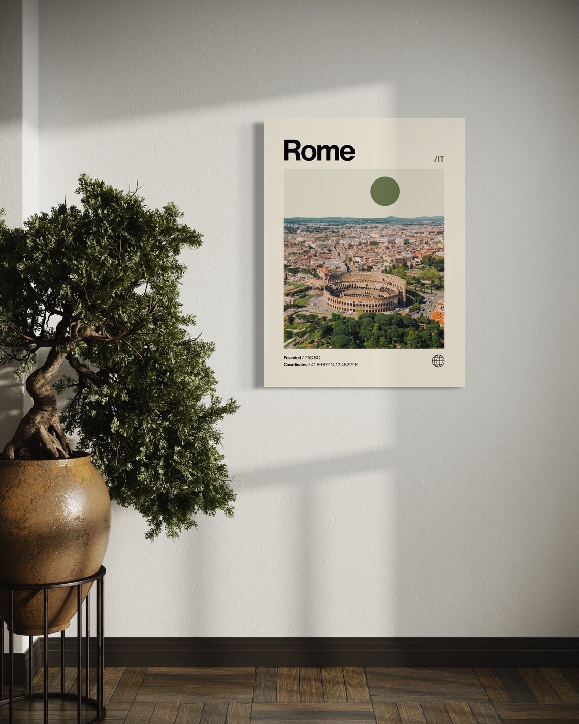 Rome Italy Colosseum Aerial Full Color Helvetica Travel Poster - Image 2