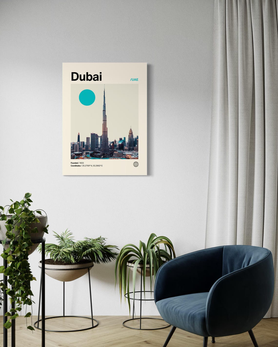 Dubai UAE Burj Khalifa Skyline Photo Minimalist Travel Poster - Image 3