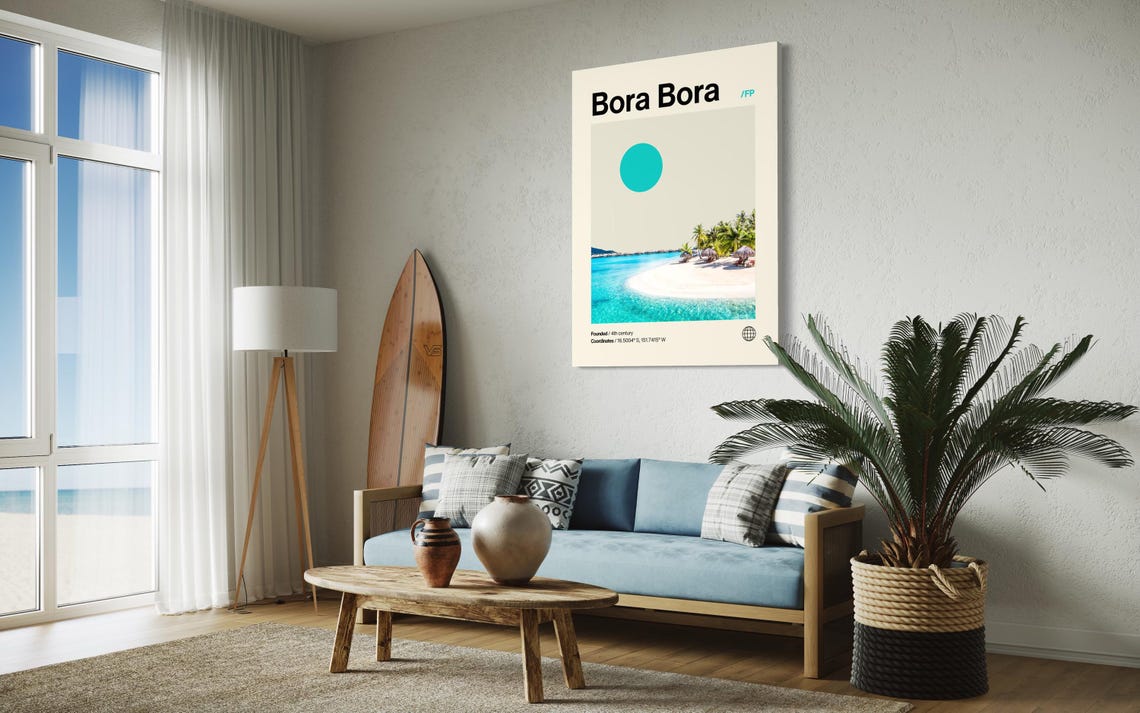 Bora Bora French Polynesia Island Beach Minimalist Travel Poster - Image 3