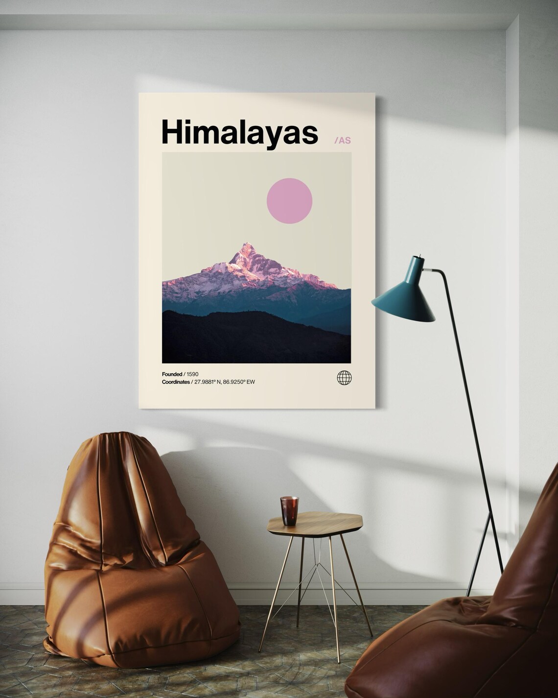 Himalayas Poster Minimalist Helvetica Mid Century Modern Himalayas Travel Print Asia Poster Himalayas Wall Art Himalayas Asia Print - Image 3