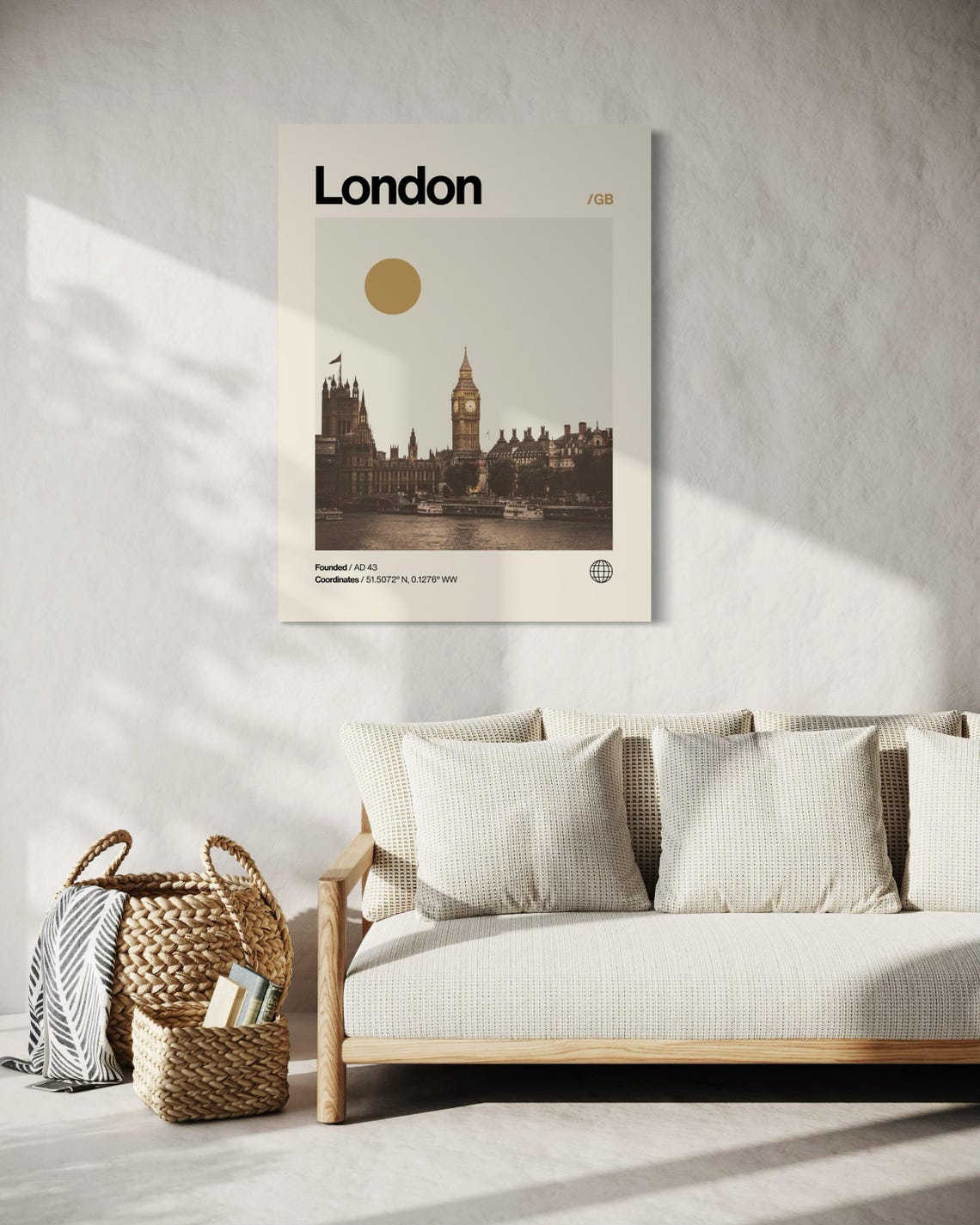 London Poster Minimalist Helvetica Mid Century Modern London Travel Print London Wall Art London England Print Big Ben Poster - Image 2