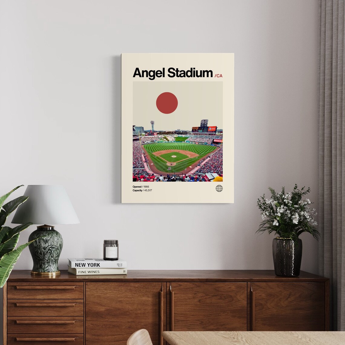 Angel Stadium Poster, Minimalist Mid-Century Baseball Art - Image 2