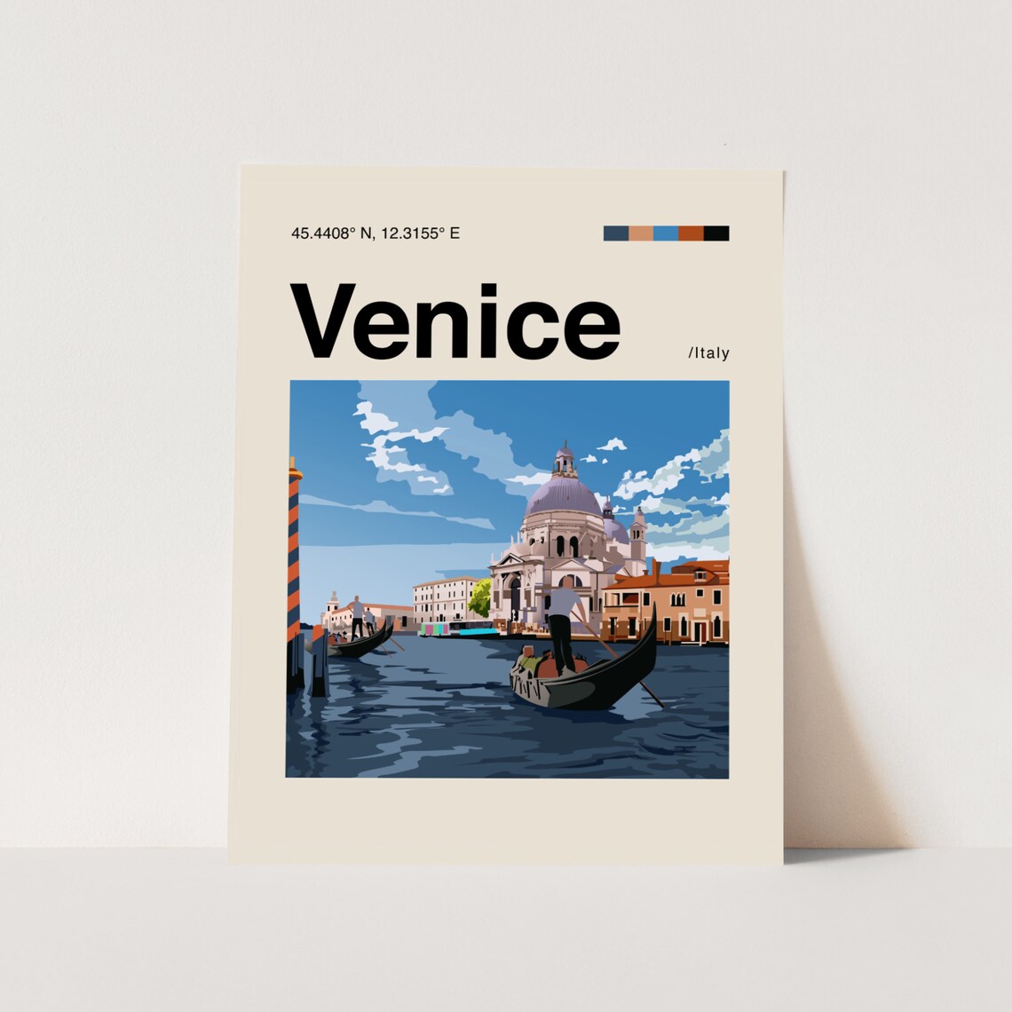 Venice Poster Minimalist Helvetica Mid Century Modern Venice Travel Print Italy Poster Venice Wall Art Venice Italy Print Venice Art