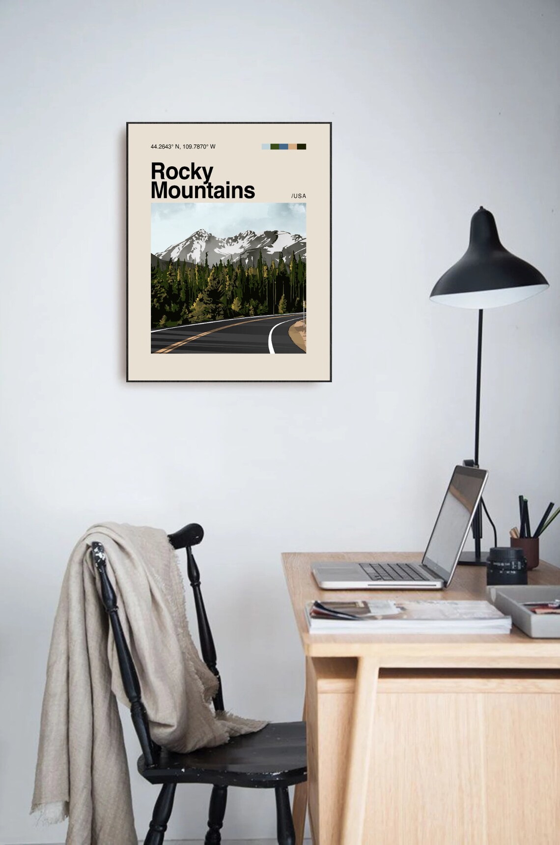 Rocky Mountain Minimalist Travel Poster, Mid-Century - Image 3