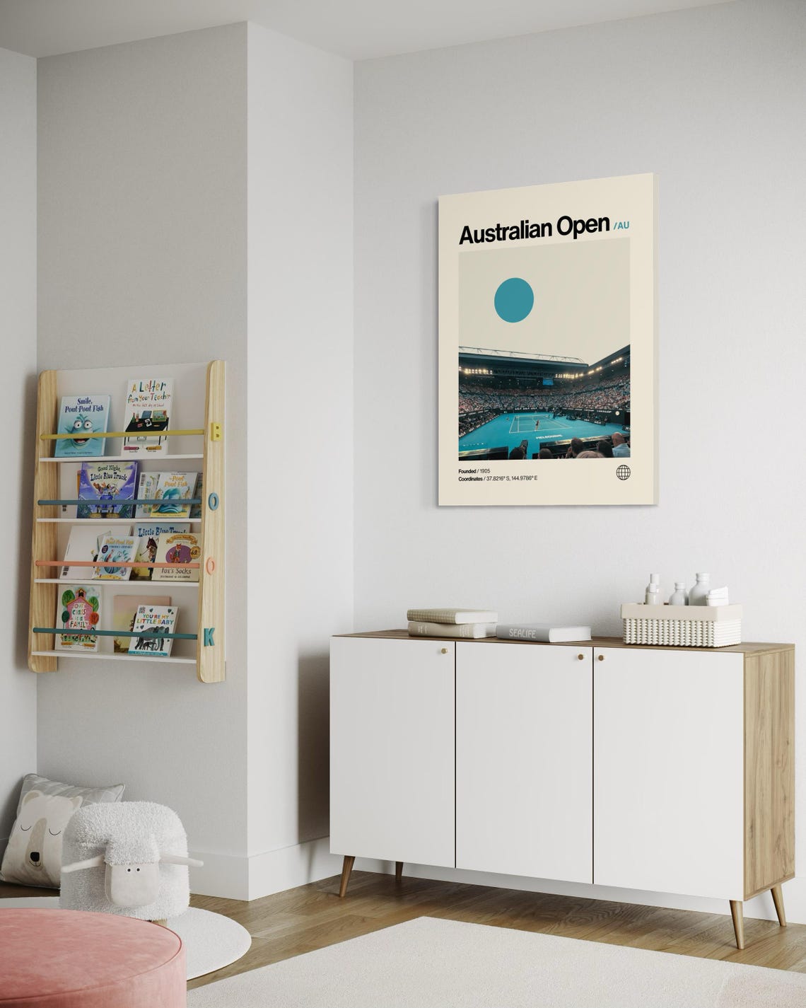 Australian Open Tennis Grand Slam Stadium Night Minimalist Poster - Image 3