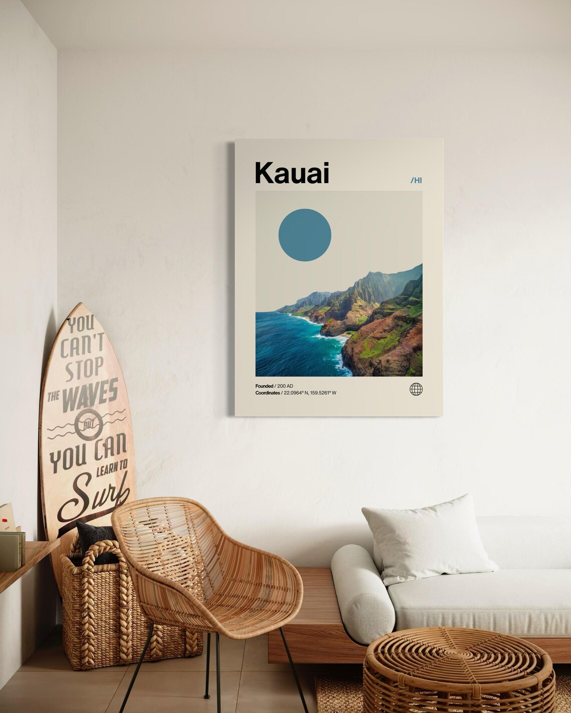 Kauai Hawaii Na Pali Coast Cliffs Minimalist Helvetica Travel Poster - Image 2