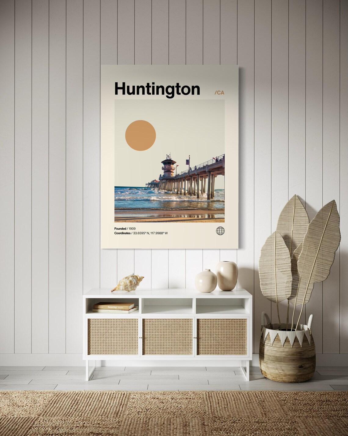 Huntington California Minimalist Mid-Century Poster Print - Image 3