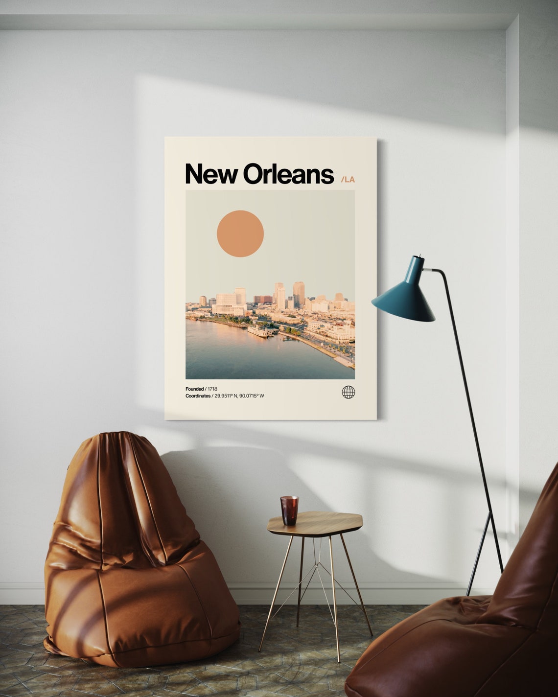 New Orleans Poster Minimalist Helvetica Mid Century Modern New Orleans Travel Print New Orleans Wall Art New Orleans Art House Art - Image 3