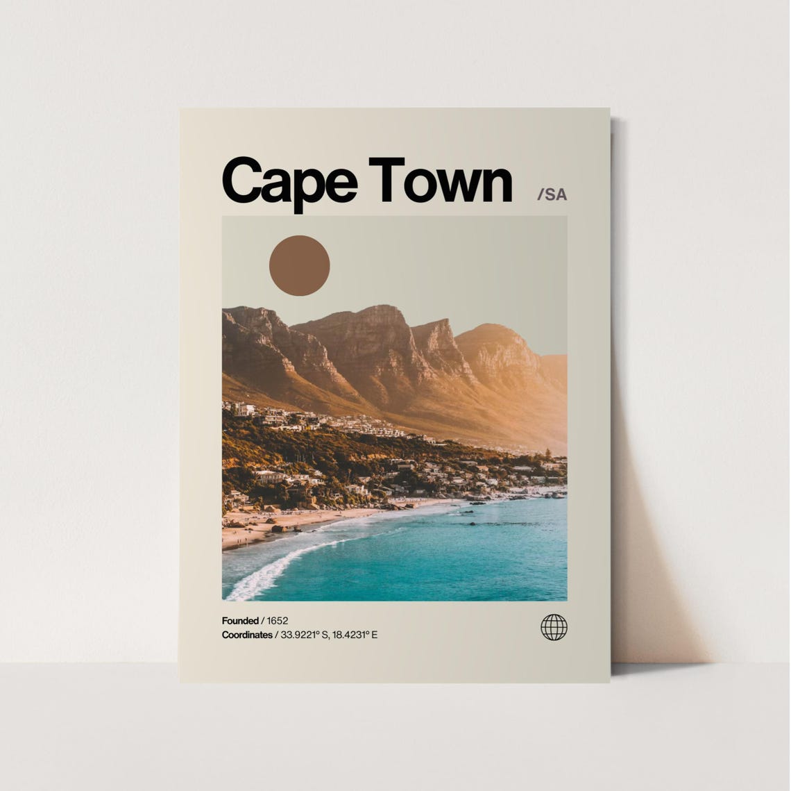 Cape Town Poster Minimalist Helvetica Mid Century Modern Cape Town Travel Print Cape Town Wall Art Cape Town Africa Print Africa Art
