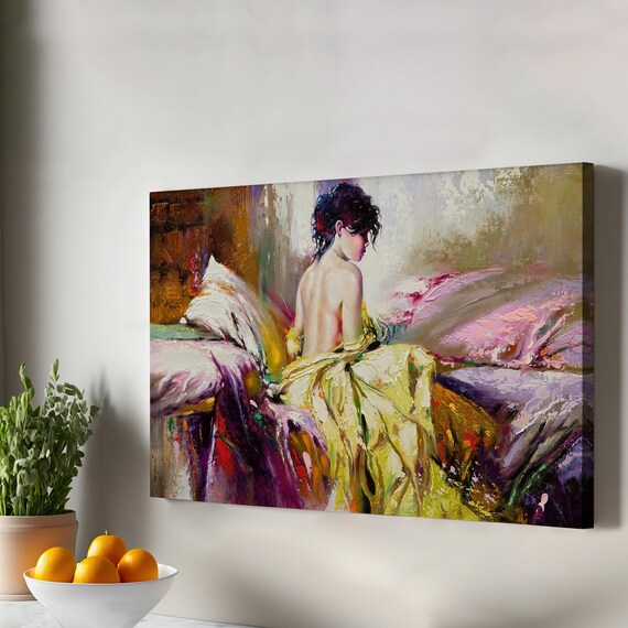 Dreamy Woman In Yellow Pastel Palette Knife Oil Painting Poster
