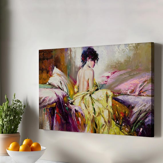 Lonely Woman Pastel Look Decorative Canvas Wall Art N Framed Housewarming Gifts Print