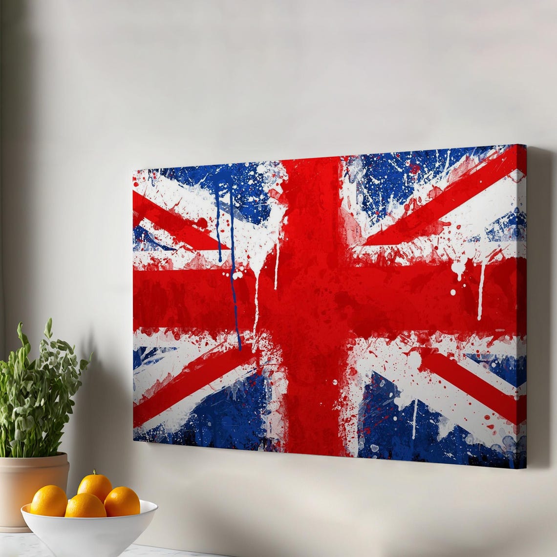 Union Jack Flag Grunge Paint Splatter Patriotic British Art Poster