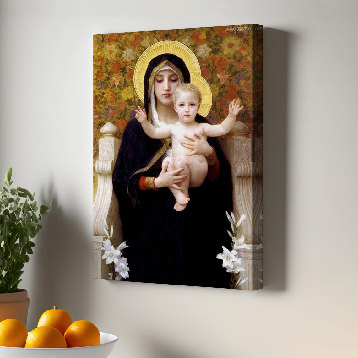 Madonna Of Lilies Classic Religious Mother And Child Wall Art