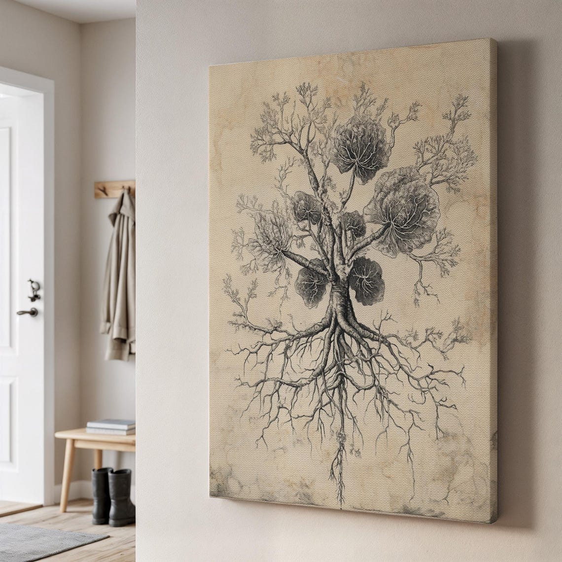 Vintage Botanical Roots Illustration Scientific Plant Study Wall Art