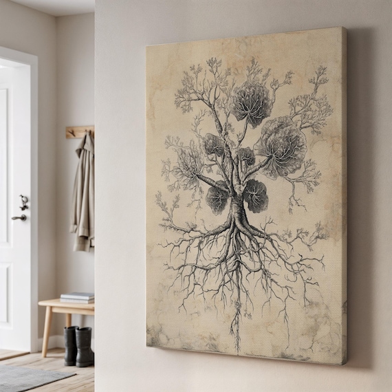 Vintage Botanical Roots Illustration Scientific Plant Study Wall Art