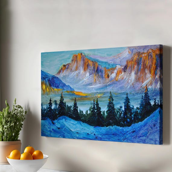 Mountain Forest Landscape Wall Painting Nature Canvas Art Print Decor
