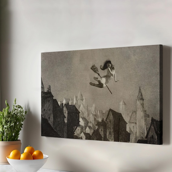 Nightmares Print Sabbath Ritual Witch Flight Canvas Wiccan Magical Decor Halloween Large Wall Art