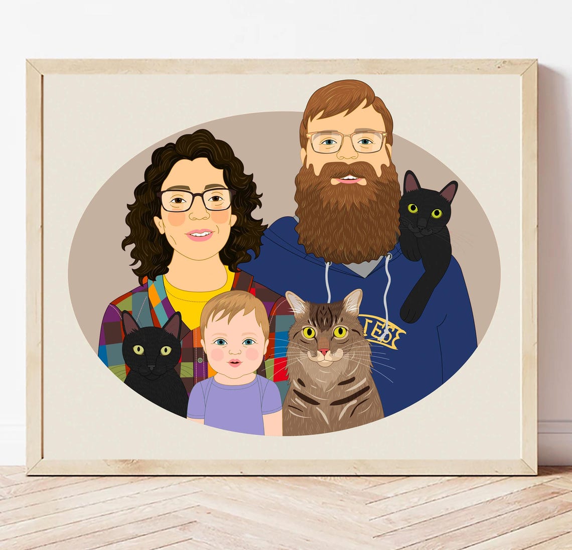 Gift Certificate for Quirky Custom Family Portrait 8x10 Art Print - Image 5