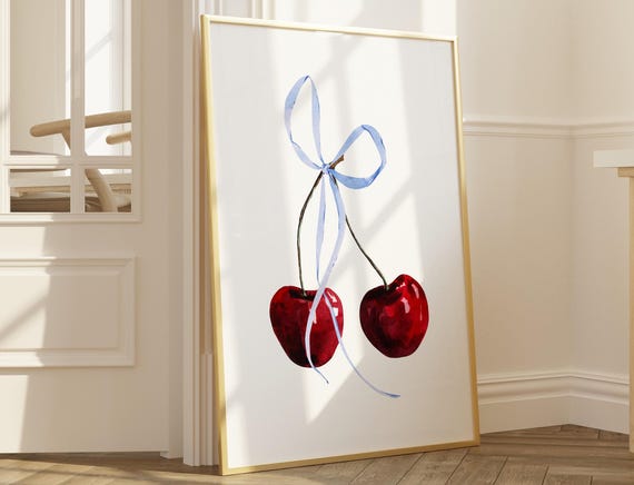 Cherry Poster, Coquette Dorm Room Decor