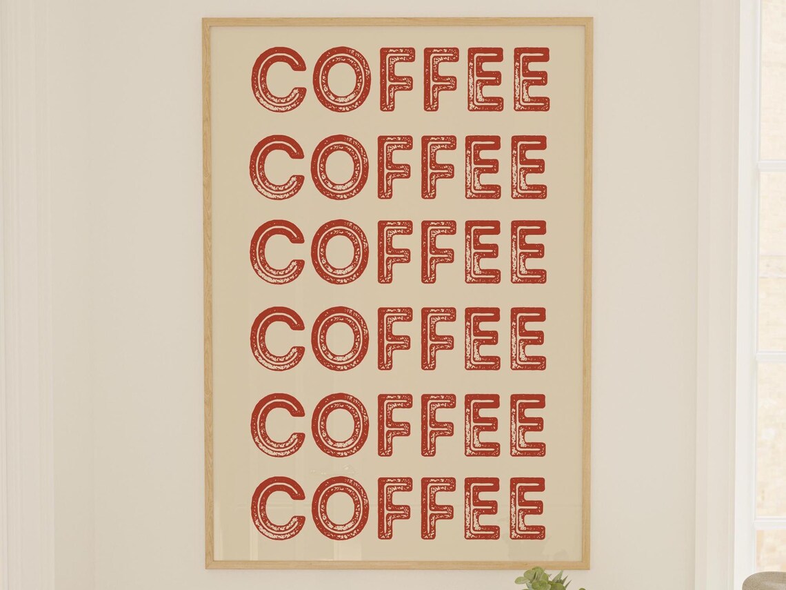 Retro Coffee Print Coffee Bar Wall Art Cute Red Coffee Art Print Coffee Poster Coffee Print Coffee Art Print