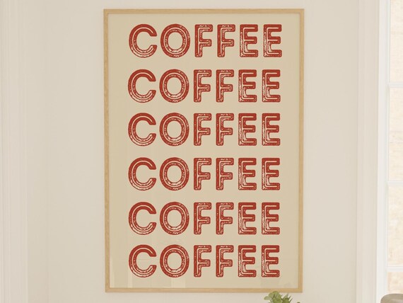 Retro Coffee Print Coffee Bar Wall Art Cute Red Coffee Art Print Coffee Poster Coffee Print Coffee Art Print