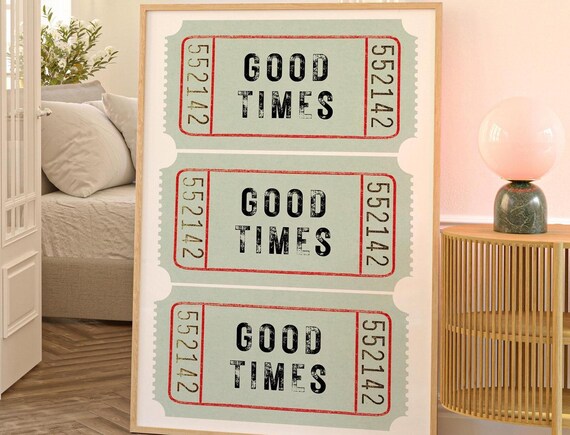 Green Wall Art Preppy Dorm Room Decor Apartment Bar Cart New Home Gift For Her Birthday Him Good Times Ticket