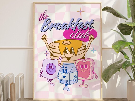 Breakfast Club Retro Kitchen Art, Mid Century Poster