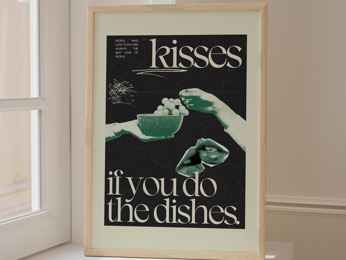 Cute Retro Kitchen Wall Art, I'll Give You Kisses