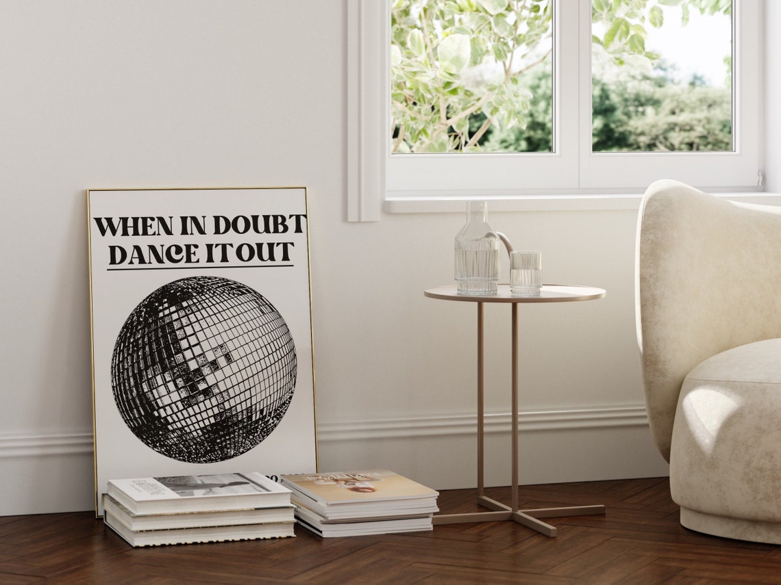 Kitchen Disco Print Kitchen Poster Foodie Gift Black And White Poster Art Wall Decor Dance Disco Ball Housewarming Mid Century Birthday Gift - Image 3