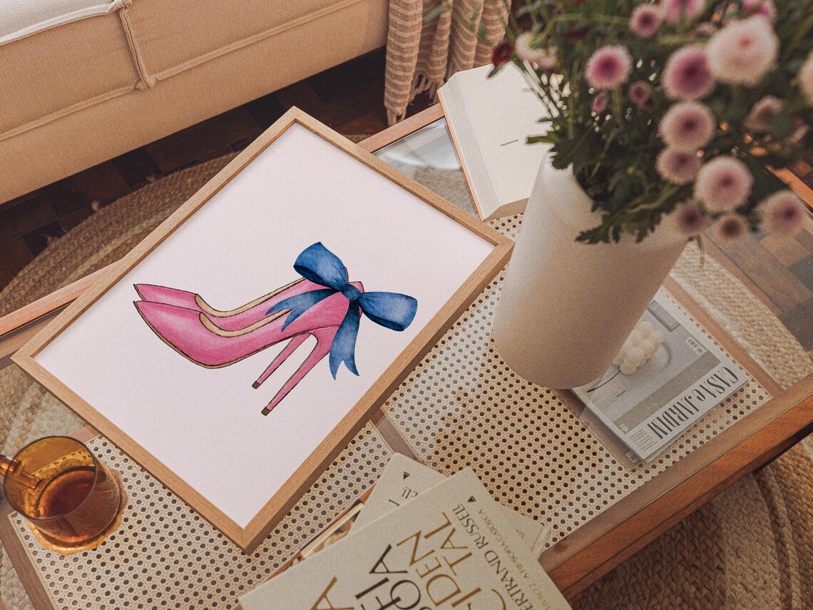 Fashion Shoe Art, Modern Coquette Bow Poster - Image 2