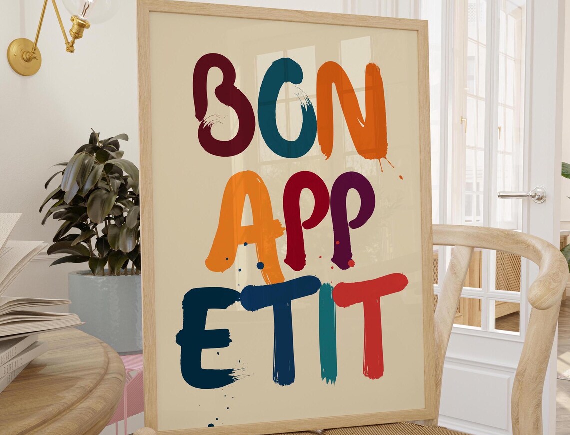 Bon Appetit, Mid Century Typography Print