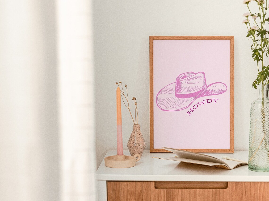 Howdy, Western Decor Trendy Cowgirl Poster - Image 2