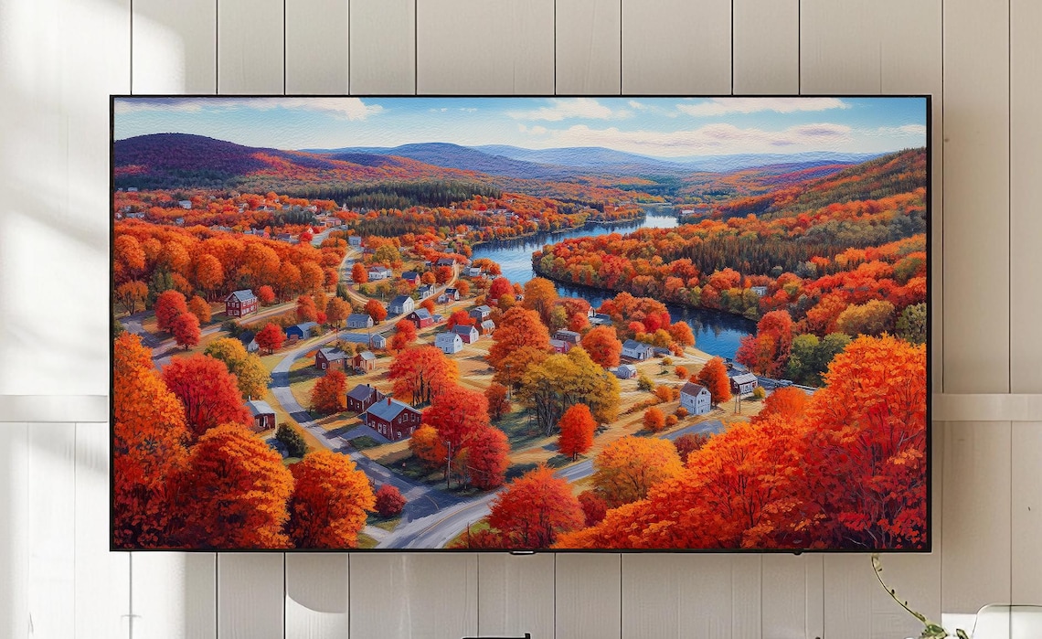 Vermont Autumn Landscape Frame Tv Art Aerial Fall Foliage 22