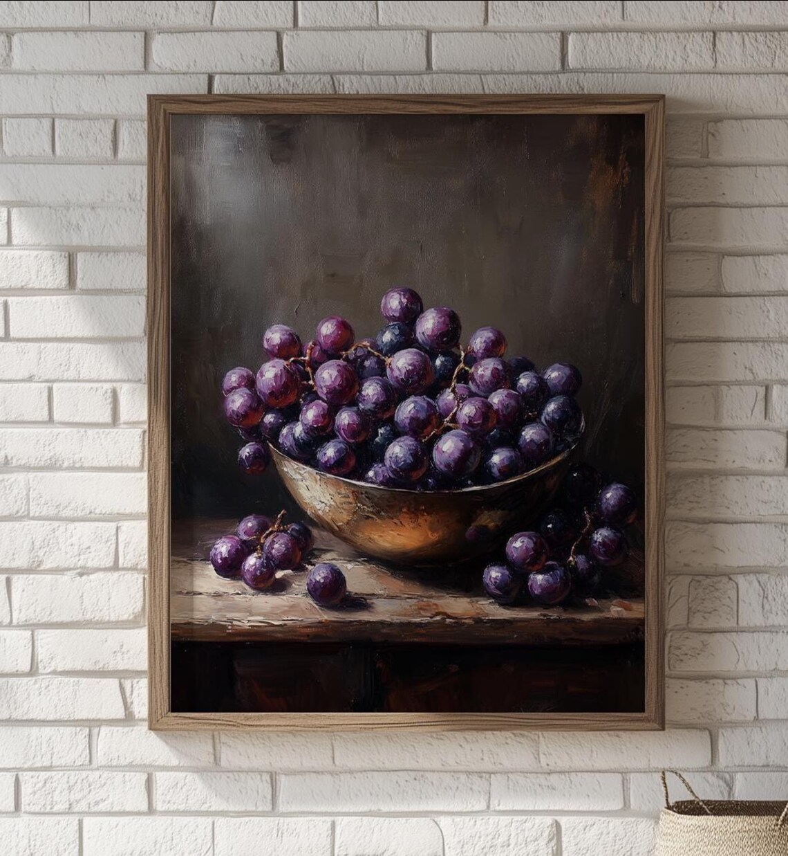 Rustic Grapes Oil Painting Print Vintage Kitchen Wall Art 52