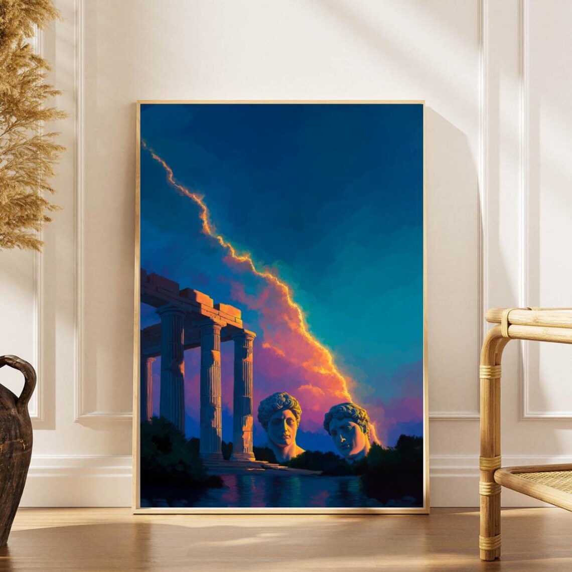 Ancient Greek Roman Statue Travel Poster, Historical Decor