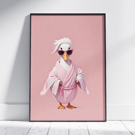 Funny Duck Bathroom Print Cute Trendy Girly Poster Aesthetic Bathroom Art Minimalist Duck Art Preppy Dorm Decor Duck Poster