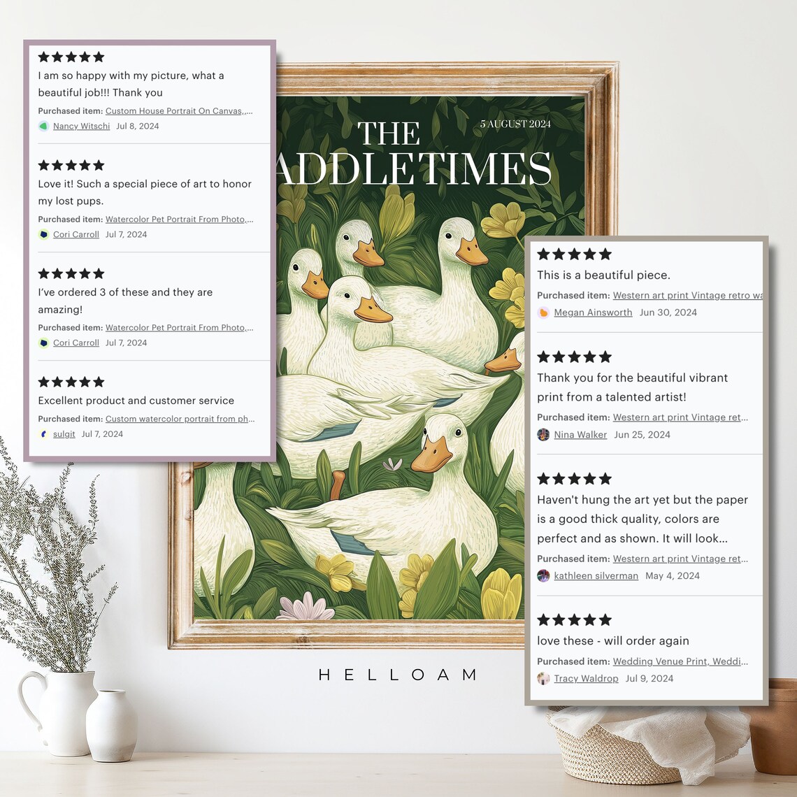 The Waddle Times White Ducks Newspaper Cute Garden Nursery Wall Poster - Image 4