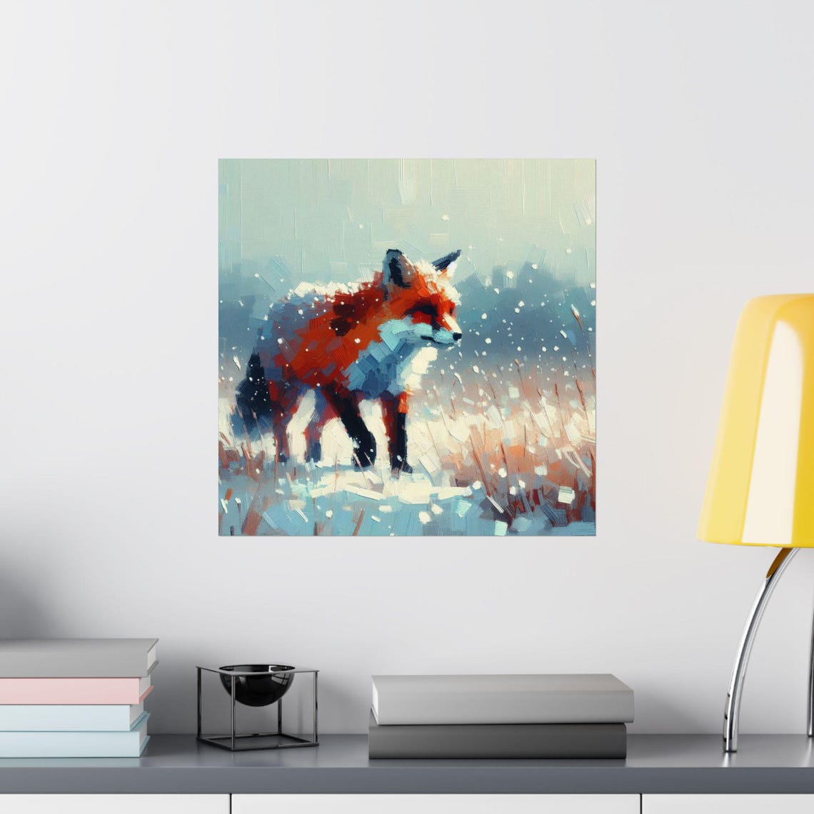 Red Fox Walking Through Falling Snow in a Winter Forest Poster - Image 2