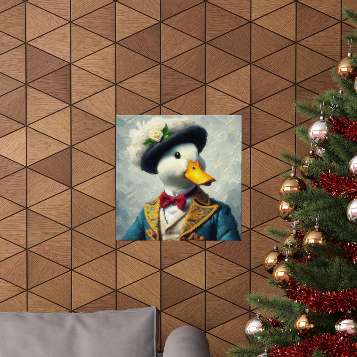 Dapper Duck Gentleman in Hat and Bow Tie Funny Animal Art Poster - Image 6