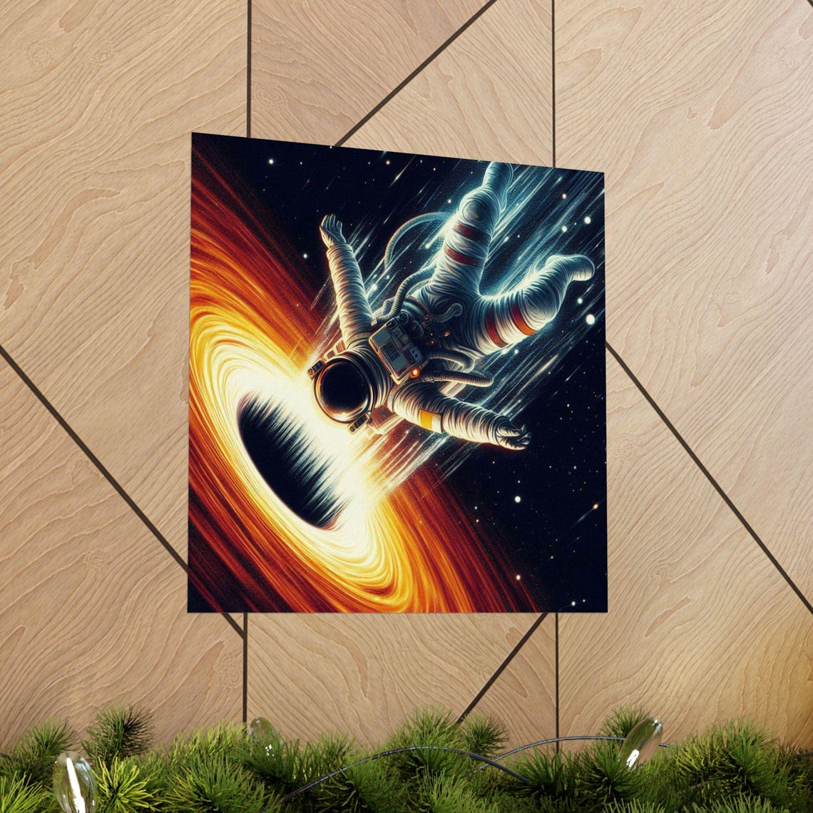 Lone Astronaut Tumbling Helplessly Toward a Black Hole Poster - Image 5