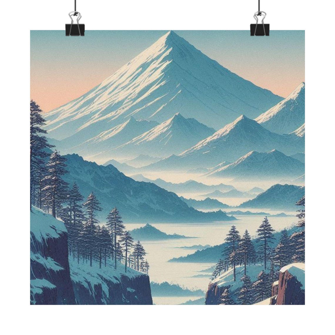 Serene Mountain Landscape Poster Matte Vertical Artwork Home Decor Nature Wall Art Mountain Lovers Gift Minimalist Decor - Image 7