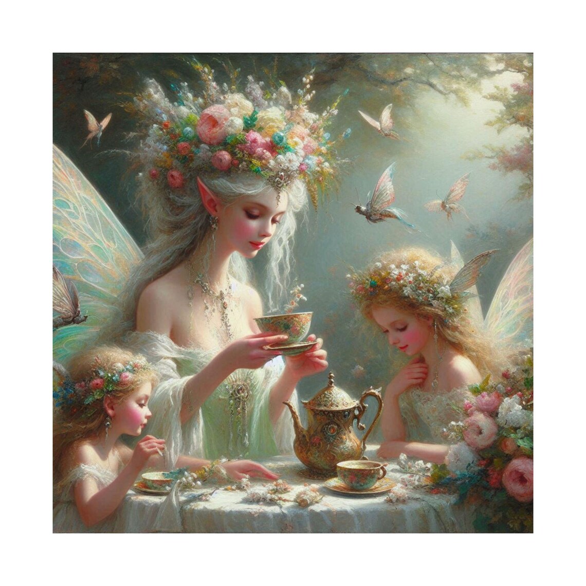Whimsical Fairy Tea Party Matte Vertical Posters Enchanting Art Fairy Decor Childrens Room Wall Art Magical Gift - Image 6