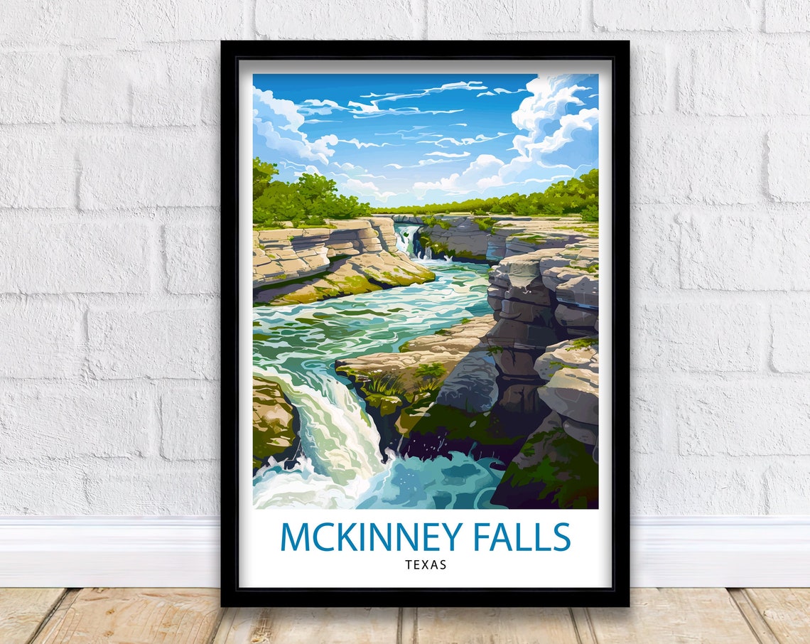 McKinney Falls Texas Limestone Waterfalls Cascades Nature Art Print
